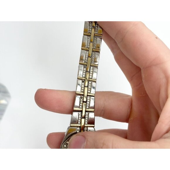 Anne Klein Dual Toned Rhinestone Accented Vintage Watch - 17mm - WORKS! - Picture 7 of 10